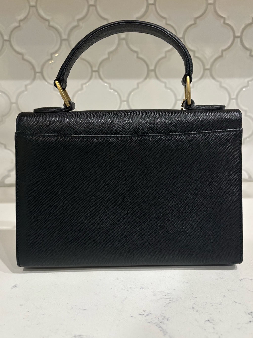 Coach 1999 Gramercy 7006 Italy cross grain black Kelly style top handle bag - Picture 2 of 11